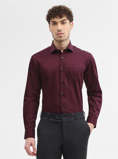 Wine Solid Slim Fit Formal Shirt | Metal
