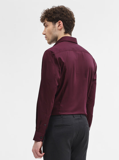 Wine Solid Slim Fit Formal Shirt | Metal