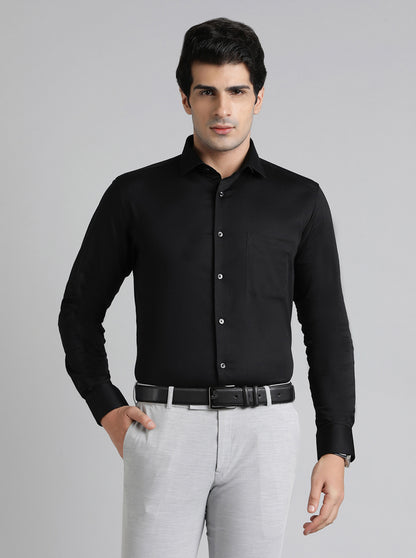 Black Solid Slim Fit Party Wear Shirt | Greenfibre
