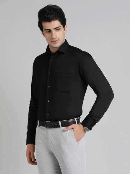 Black Solid Slim Fit Party Wear Shirt | Greenfibre