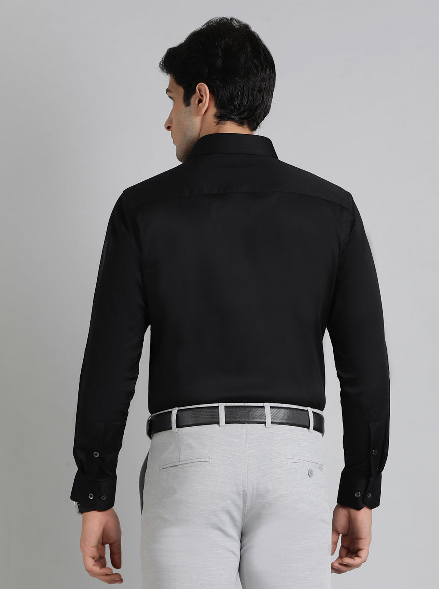 Black Solid Slim Fit Party Wear Shirt | Greenfibre