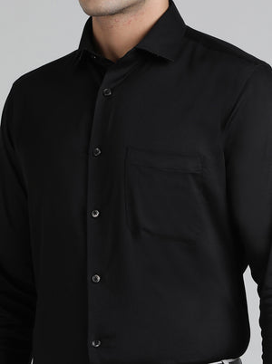 Black Solid Slim Fit Party Wear Shirt | Greenfibre