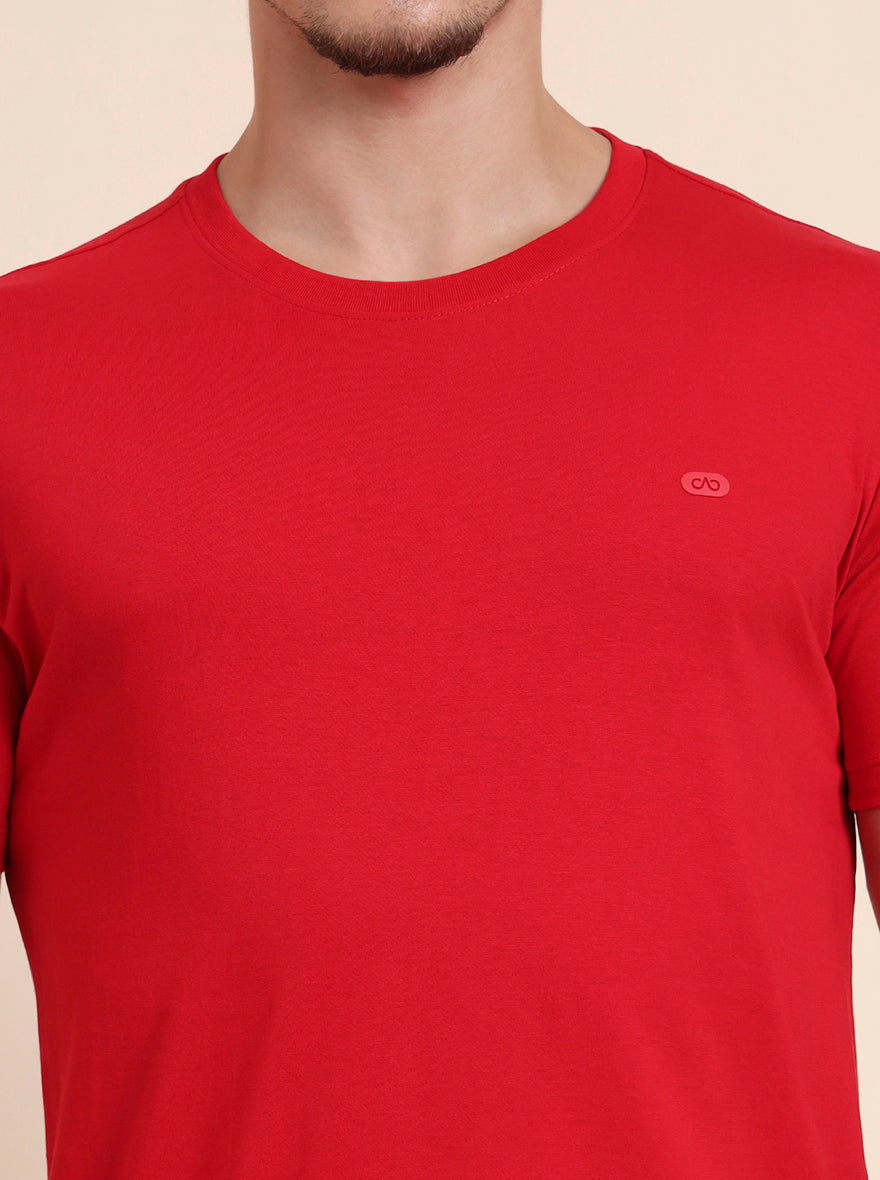 Red Solid Slim Fit T-Shirt | JadeBlue