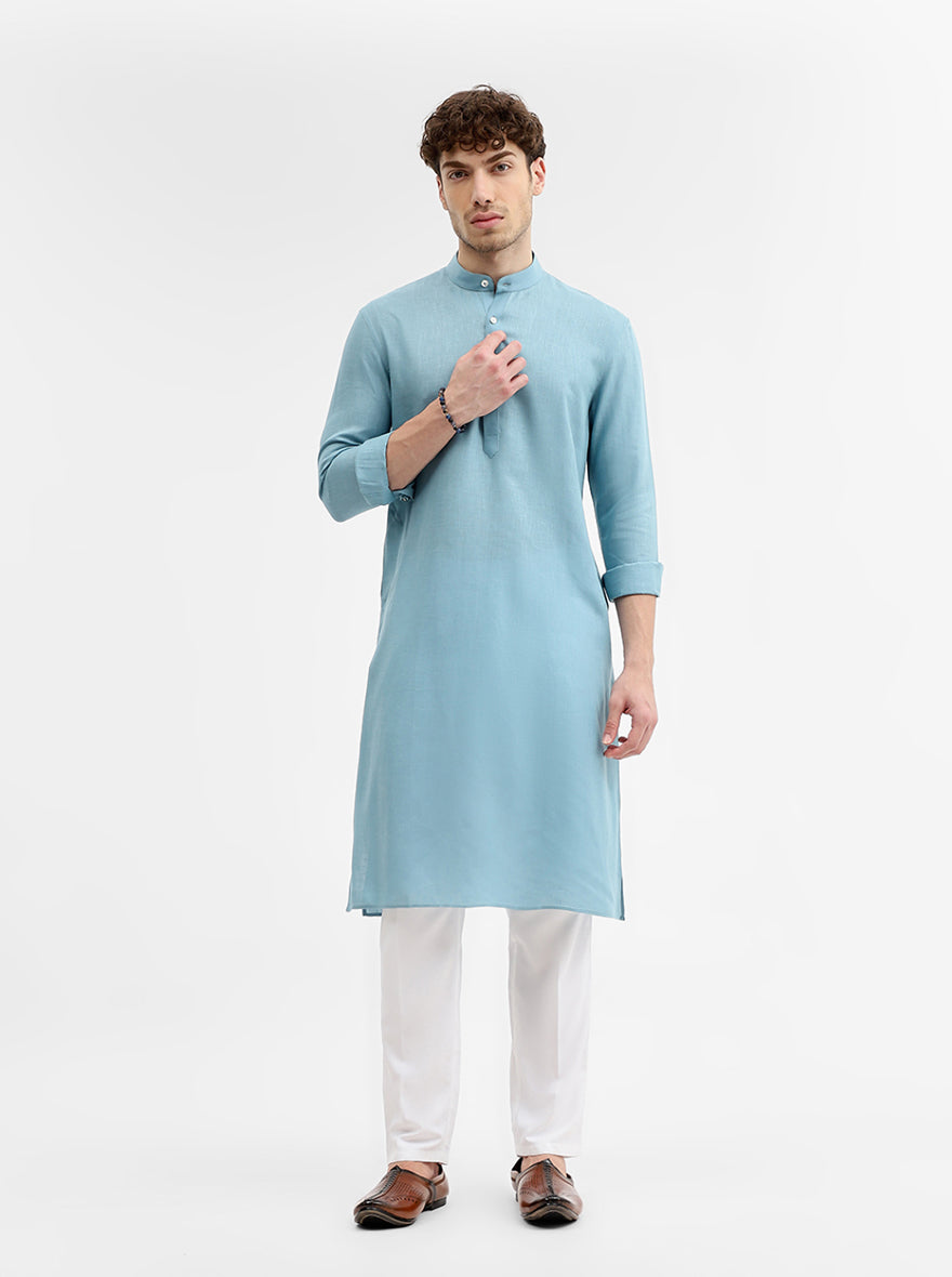 Mint Green Solid Modi Kurta | JadeBlue