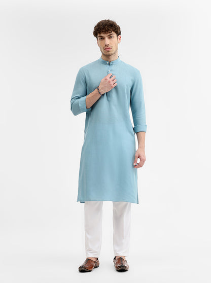 Mint Green Solid Modi Kurta | JadeBlue