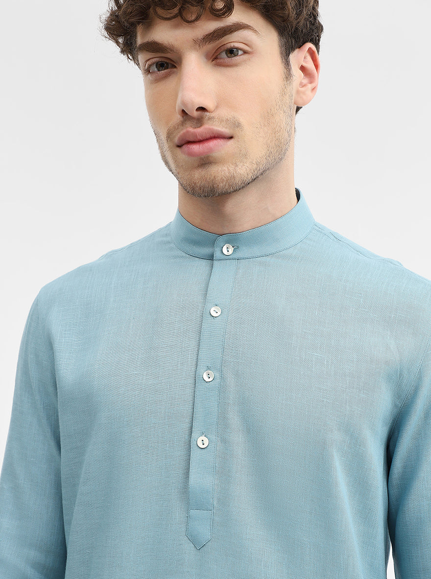 Mint Green Solid Modi Kurta | JadeBlue