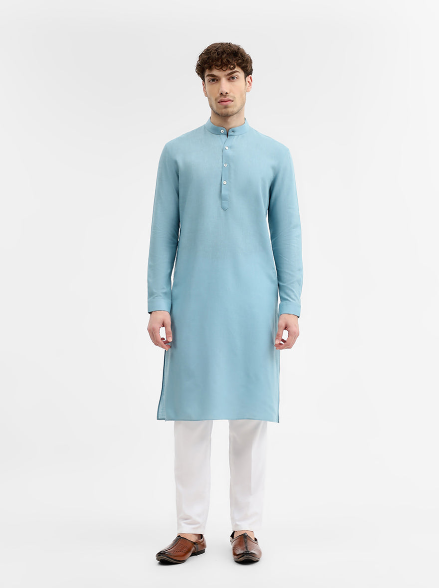 Mint Green Solid Modi Kurta | JadeBlue