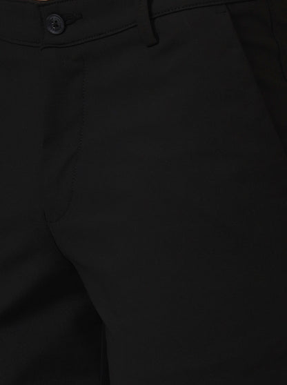 Black Solid Neo Fit Casual Trouser | Greenfibre