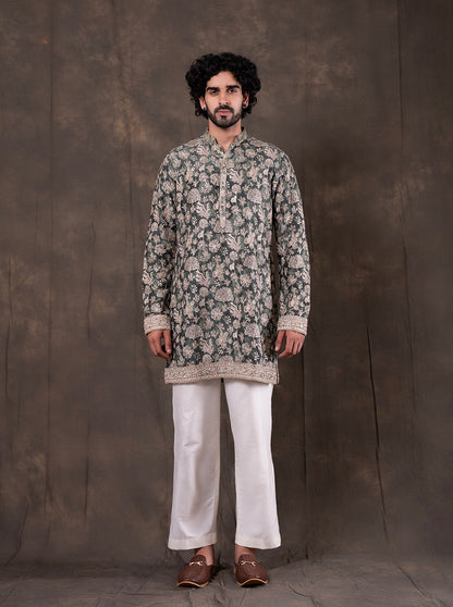 Green Printed  Kurta Pajama | TULA