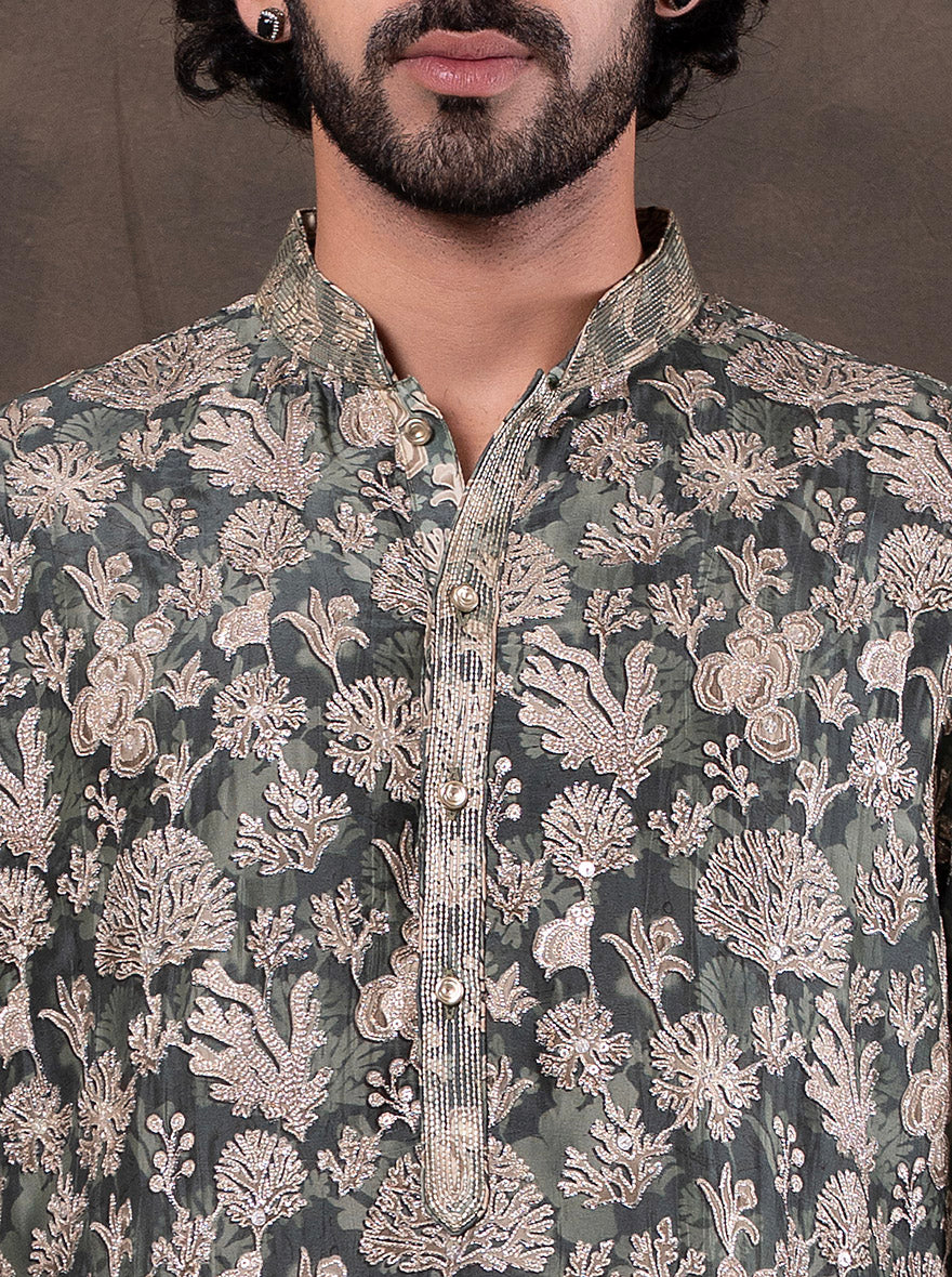 Green Printed  Kurta Pajama | TULA