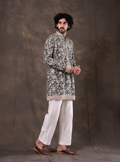 Green Printed  Kurta Pajama | TULA