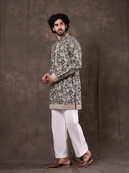 Green Printed  Kurta Pajama | TULA