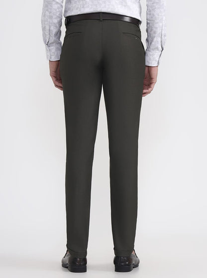 Olive Green Solid Slim Fit Club Wear Trouser | Wyre