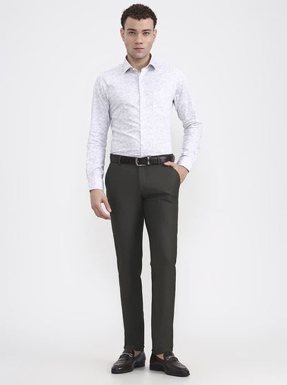 Olive Green Solid Slim Fit Club Wear Trouser | Wyre