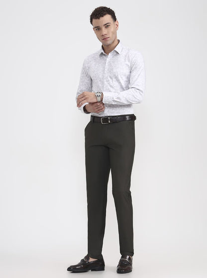 Olive Green Solid Slim Fit Club Wear Trouser | Wyre