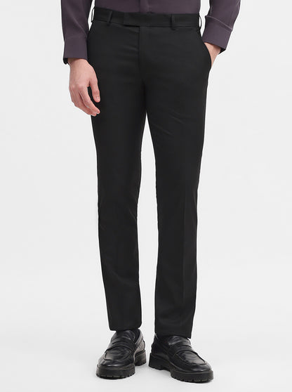 Black Solid Super Slim Fit Formal Trouser | JadeBlue Youth