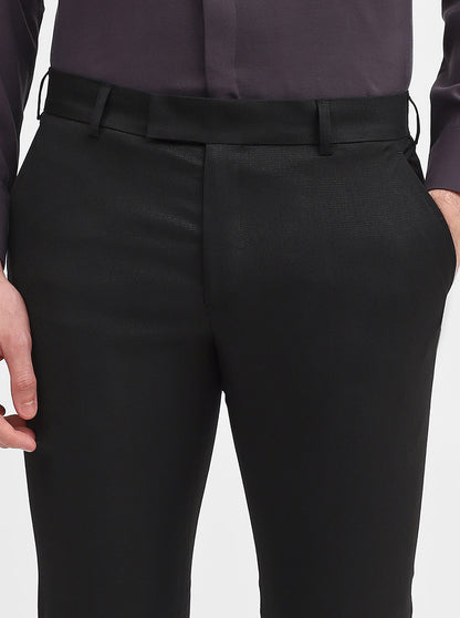 Black Solid Super Slim Fit Formal Trouser | JadeBlue Youth