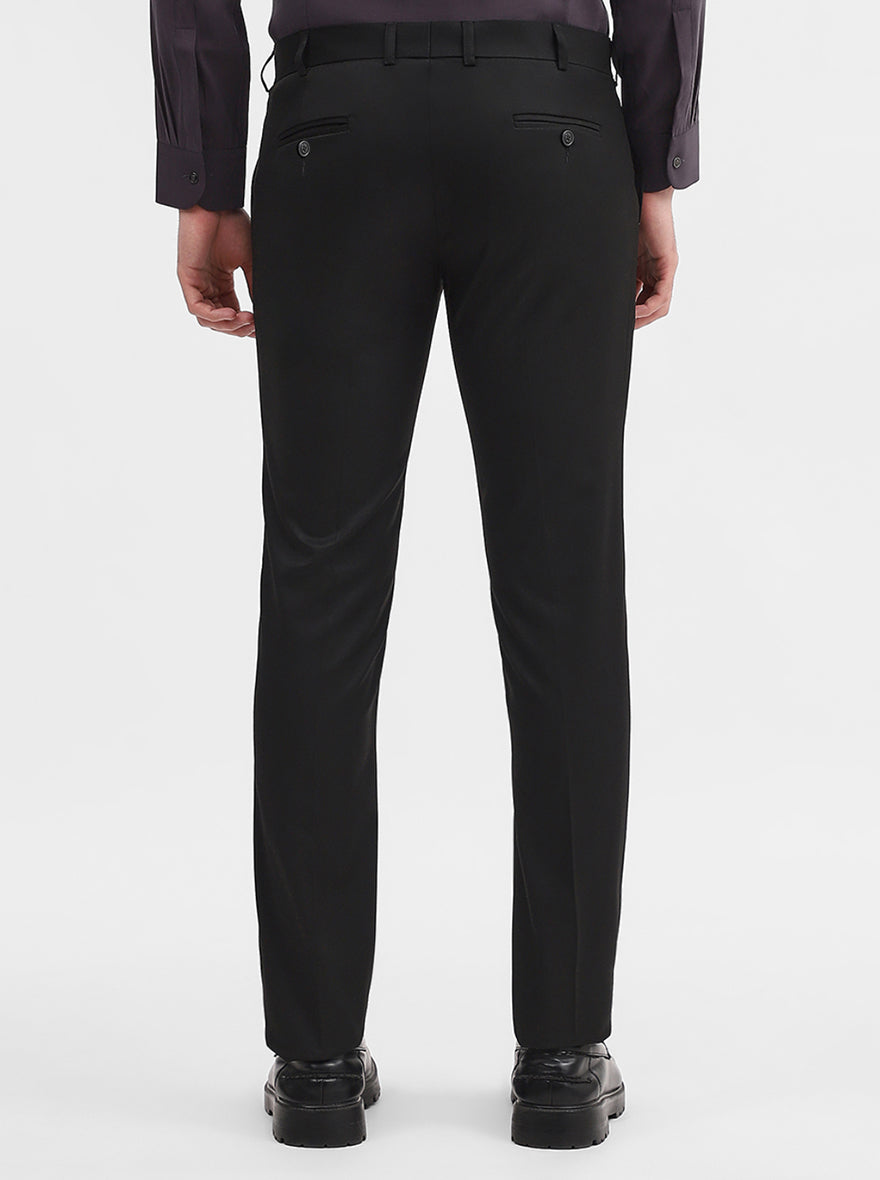 Black Solid Super Slim Fit Formal Trouser | JadeBlue Youth