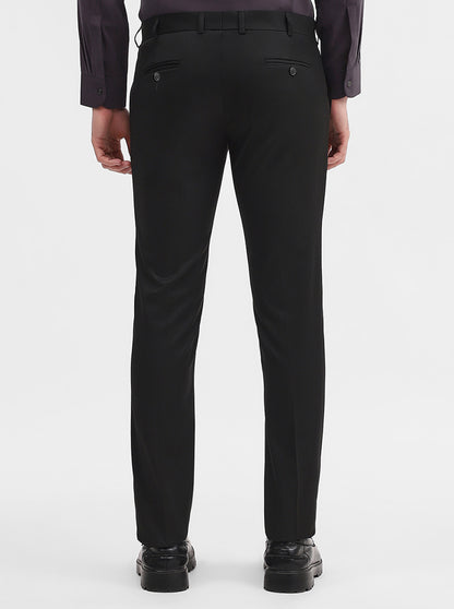 Black Solid Super Slim Fit Formal Trouser | JadeBlue Youth