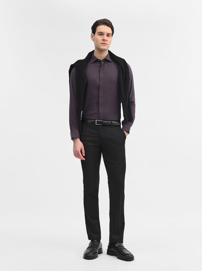 Black Solid Super Slim Fit Formal Trouser | JadeBlue Youth