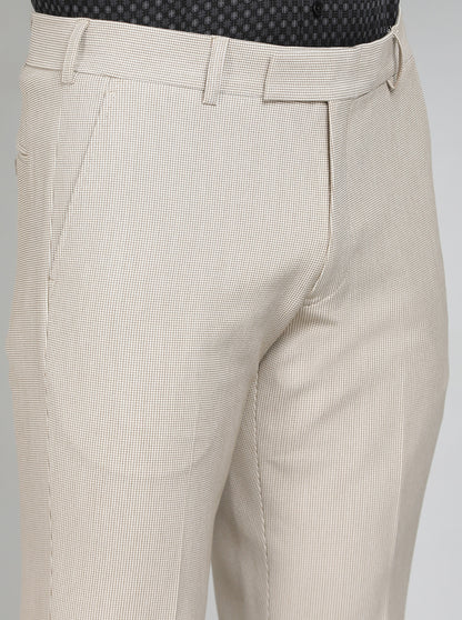Beige Solid Super Slim Fit Formal Trouser | JB Studio
