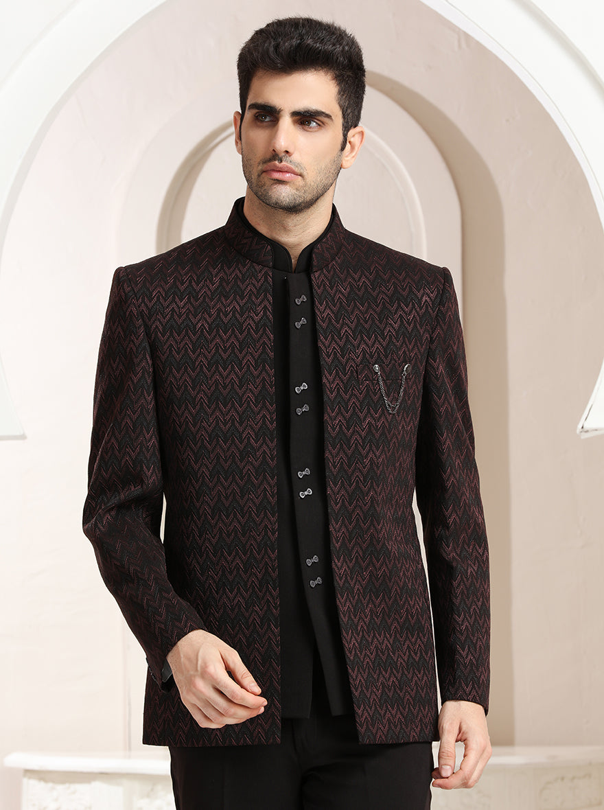 Brown Embroidered Jodhpuri Suit | JadeBlue