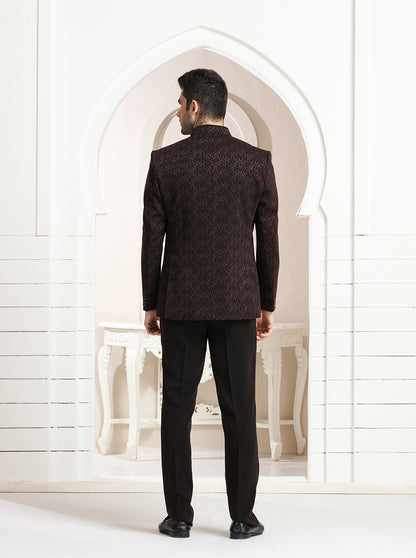 Brown Embroidered Jodhpuri Suit | JadeBlue