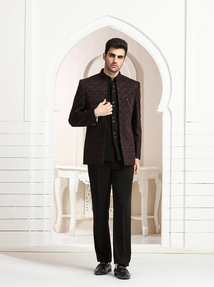 Brown Embroidered Jodhpuri Suit | JadeBlue