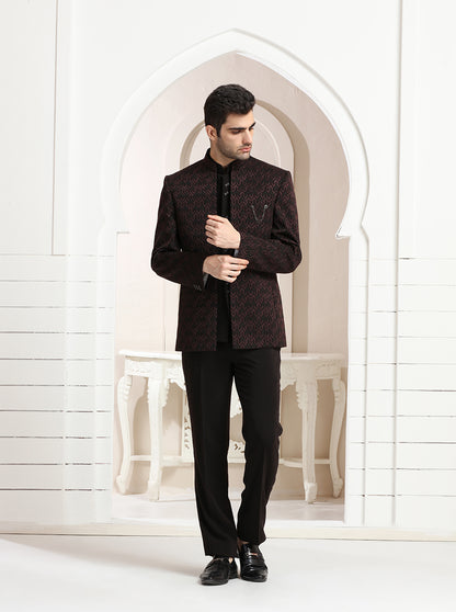 Brown Embroidered Jodhpuri Suit | JadeBlue