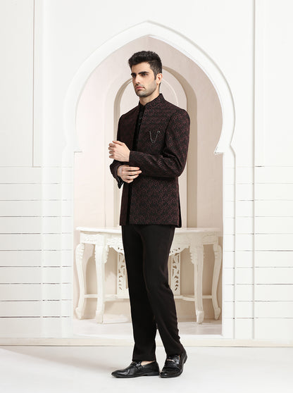 Brown Embroidered Jodhpuri Suit | JadeBlue