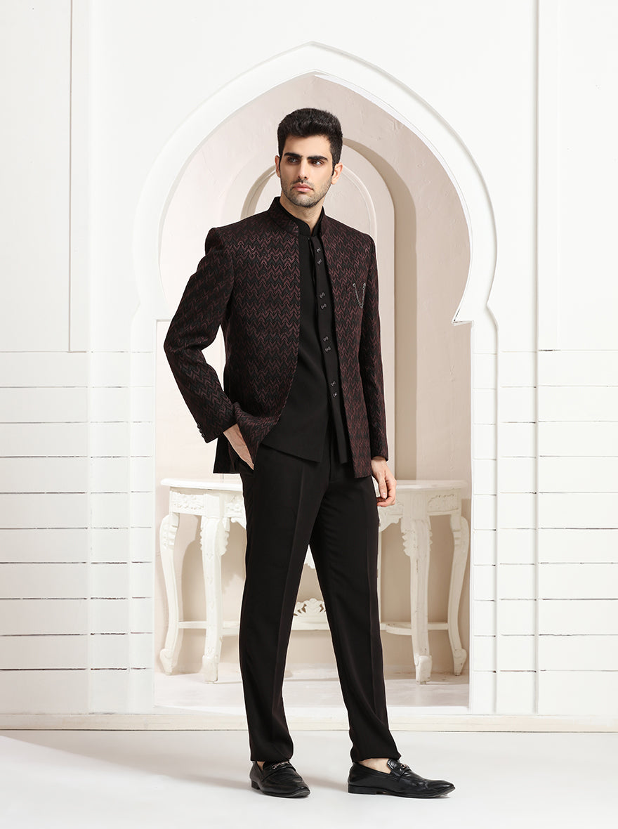 Brown Embroidered Jodhpuri Suit | JadeBlue
