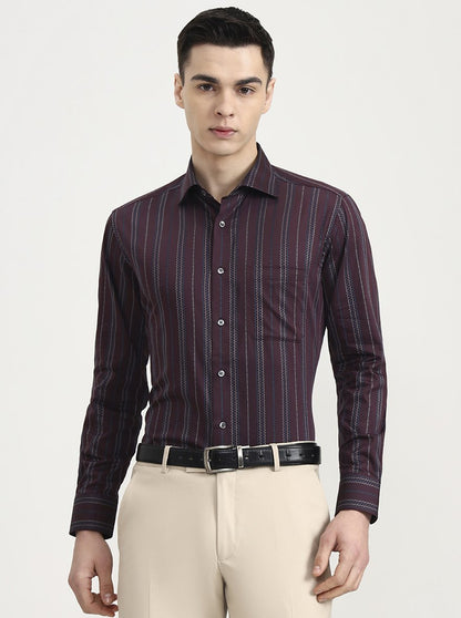 Purple Striped Slim Fit Formal Shirt | JadeBlue Super Luxe