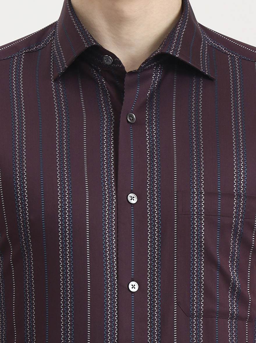Purple Striped Slim Fit Formal Shirt | JadeBlue Super Luxe
