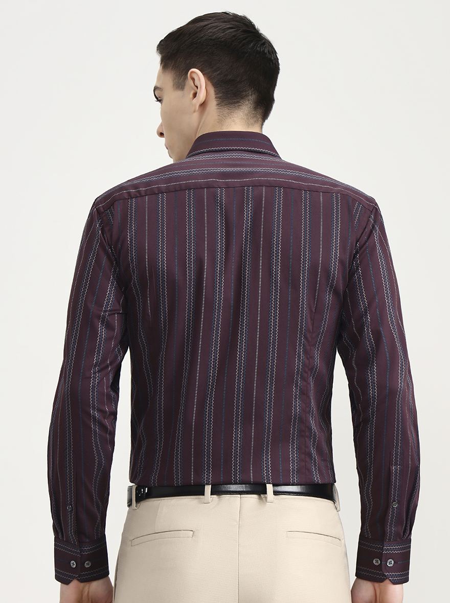 Purple Striped Slim Fit Formal Shirt | JadeBlue Super Luxe
