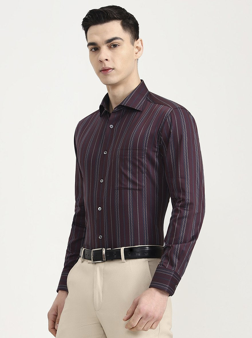 Purple Striped Slim Fit Formal Shirt | JadeBlue Super Luxe