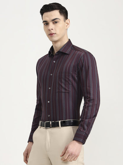 Purple Striped Slim Fit Formal Shirt | JadeBlue Super Luxe