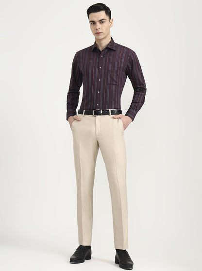 Purple Striped Slim Fit Formal Shirt | JadeBlue Super Luxe