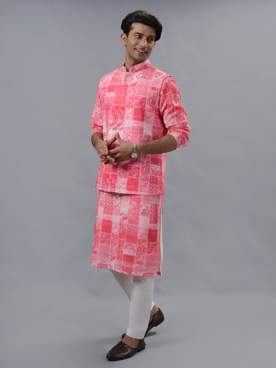 Pink Kurta Set with Koti | TULA
