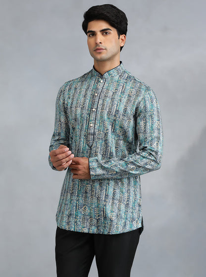Teal Blue Printed Kurta | The Kurta Company