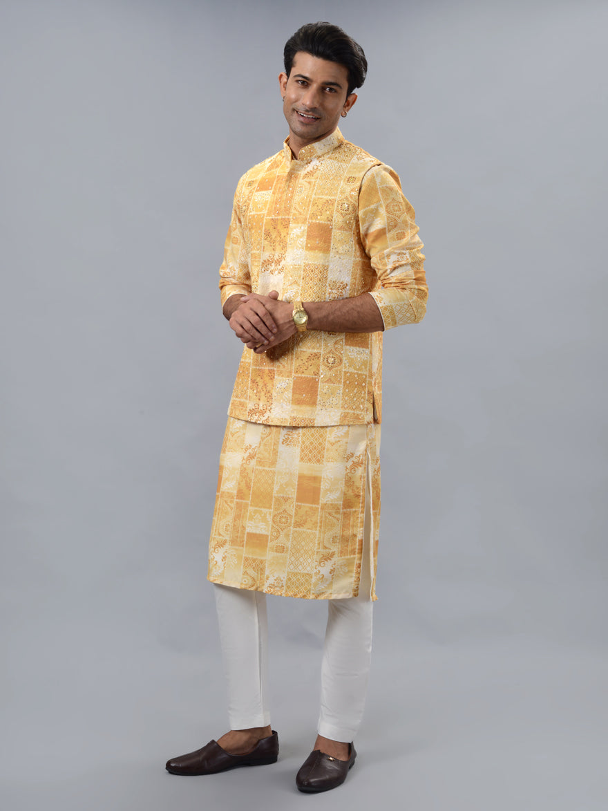 Mustard Kurta Set with Koti | TULA