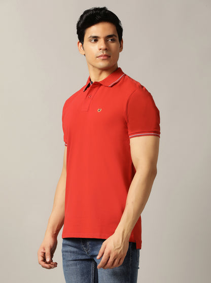 Rust Solid Slim Fit Polo T-Shirt | JadeBlue