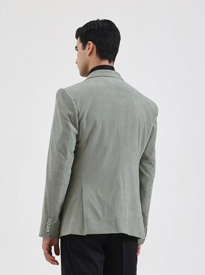 Pista Green Striped Regular Fit Blazer | Wyre