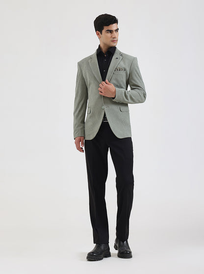 Pista Green Striped Regular Fit Blazer | Wyre