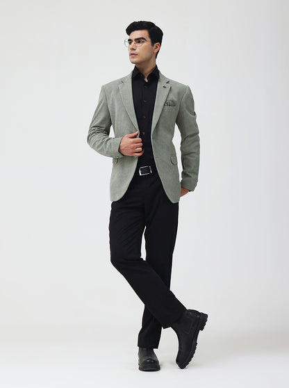 Pista Green Striped Regular Fit Blazer | Wyre