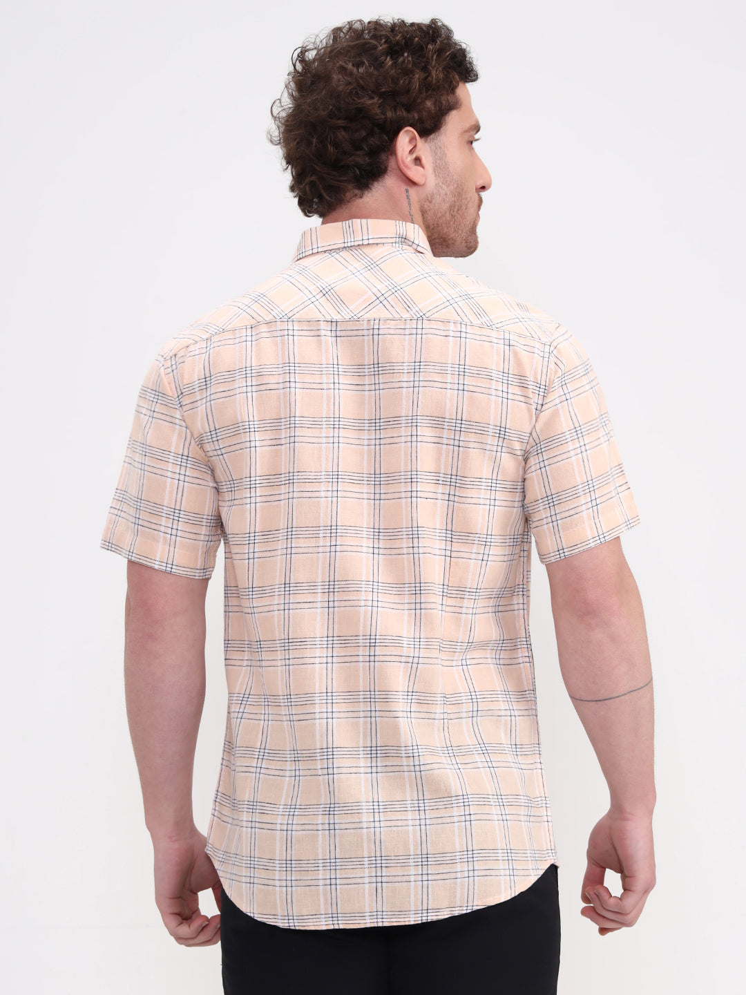 Blue & Orange Checked Slim Fit Casual Shirt | JadeBlue