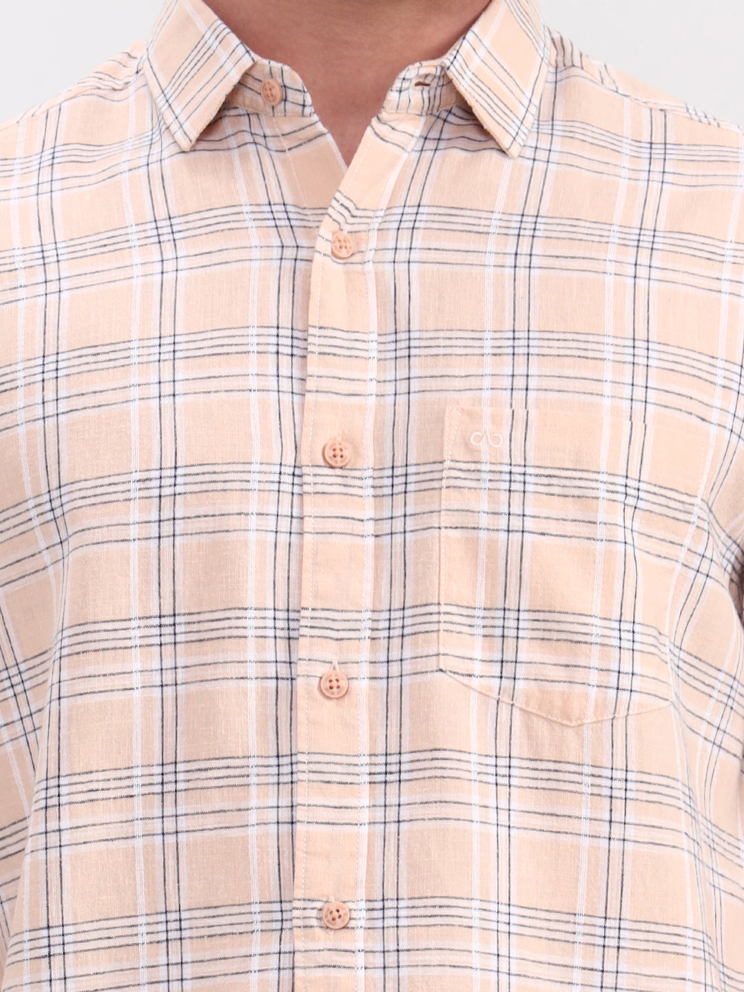 Blue & Orange Checked Slim Fit Casual Shirt | JadeBlue