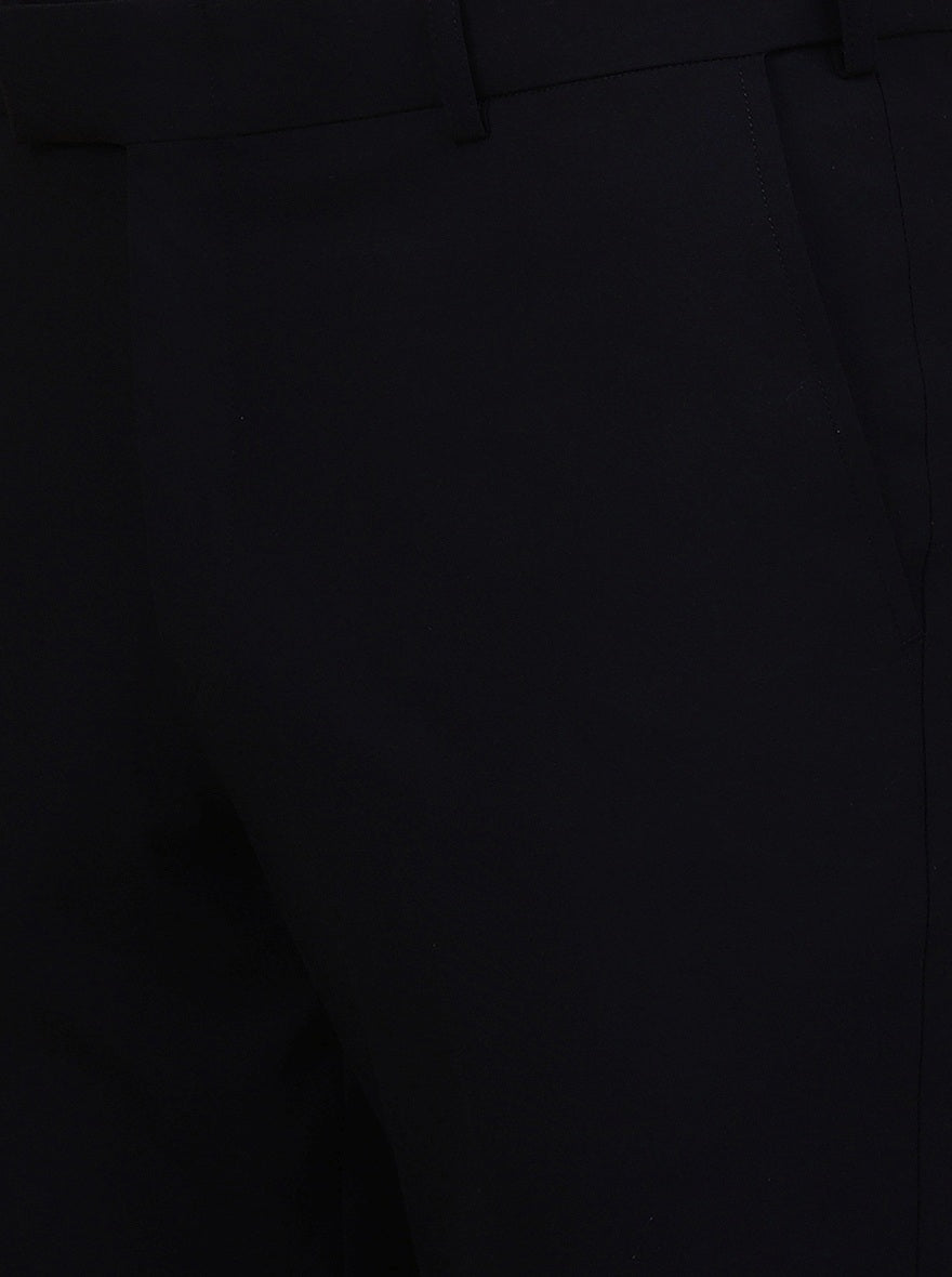 Navy Blue Solid Slim Fit Formal Trouser | Metal