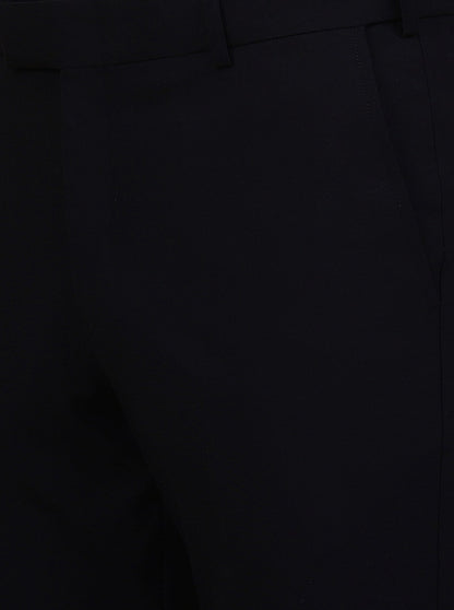 Navy Blue Solid Slim Fit Formal Trouser | Metal