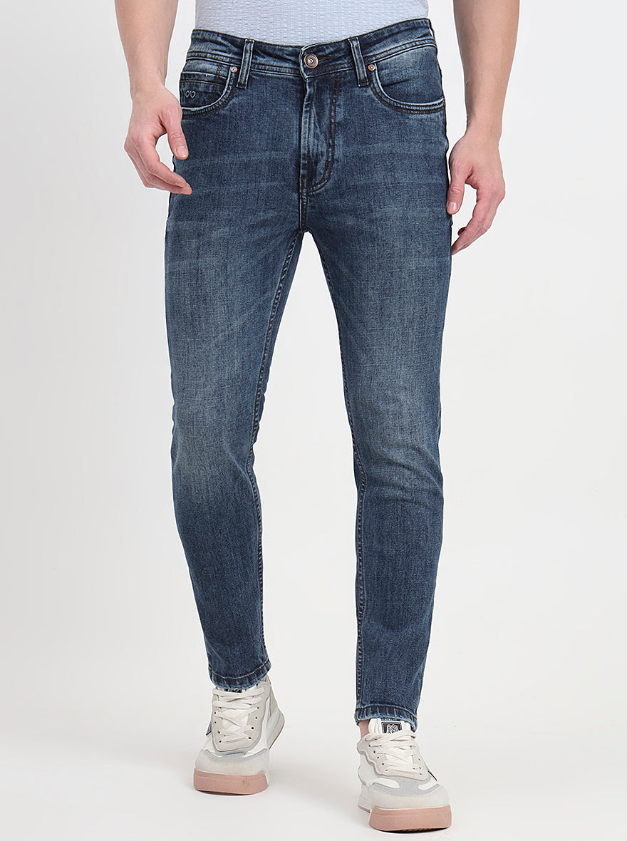 Mid Blue Washed Rider Fit Jeans | JadeBlue