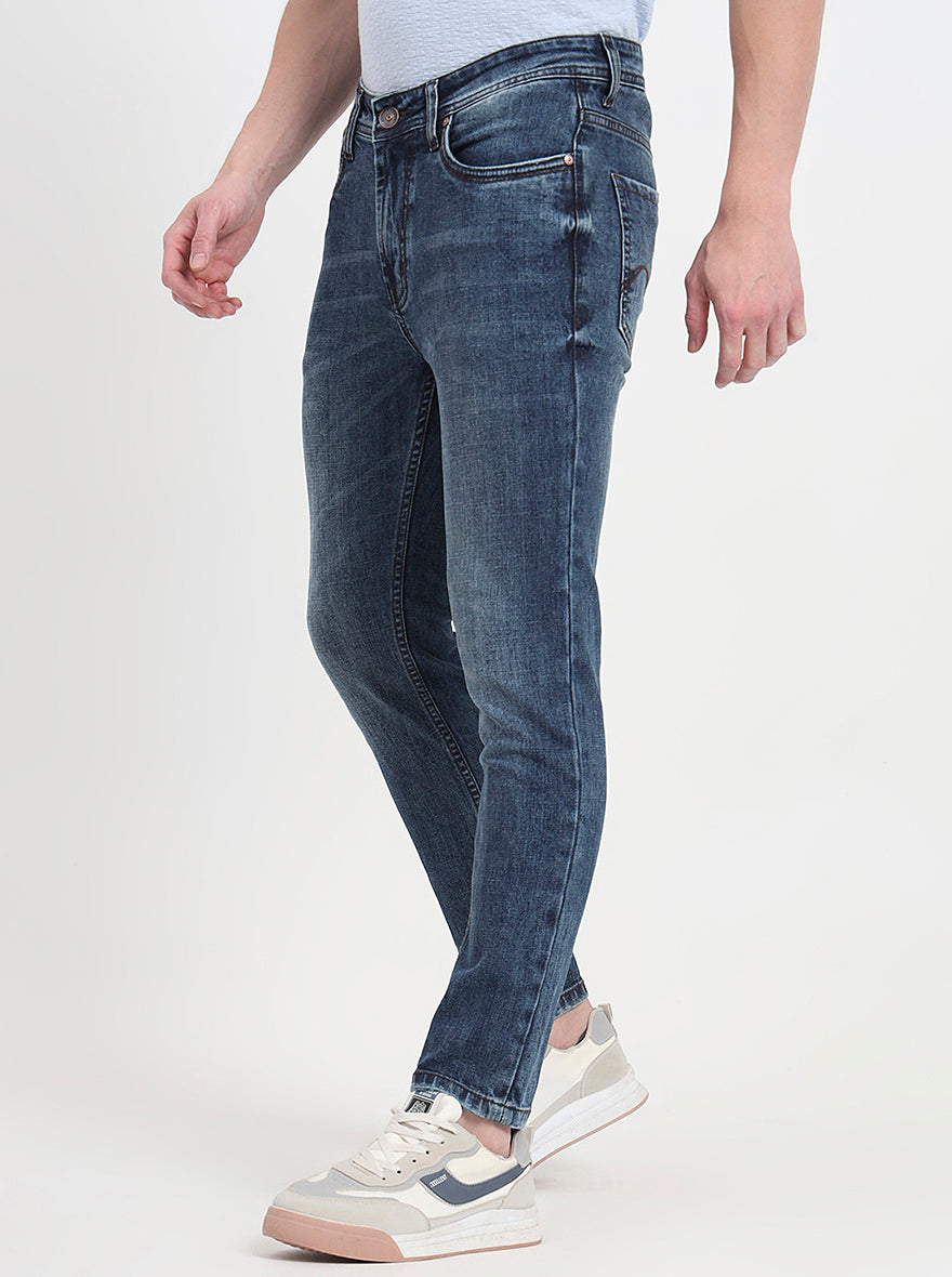 Mid Blue Washed Rider Fit Jeans | JadeBlue
